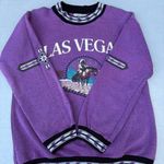 Vintage 90s Las Vegas Aztec Purple Graphic Pullover Crewneck Sweater Sweatshirt Size L Photo 4