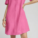 Chico's  Linen 1 US 8Small] pink Shirt Pockets Collared Oversized Dress Photo 0
