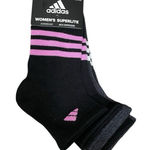 Adidas 6 Pair Women's Shoe Size 5-10 Cushioned Quarter Socks Multi Stripe Black Photo 0