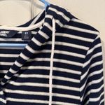 Lands' End Striped Navy Blue & White Hoodie Swim Cover Photo 2