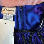 Vintage Sténay 100% Silk Beaded Sequin Top | Size L | Art Deco 80s Party Glam Blue Size L Photo 7