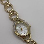 Working Colibri Diamond Gold Tone Women’s Wrist Watch MOP Mother Of Pearl Face Photo 4