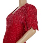 Laurence Kazar Vintage 100% Silk Red Beaded Sequin Dress Women's Small Photo 4
