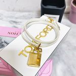 Tom Ford Authentic Patent Ivory & Gold Padlock Anklet / Ankle Bracelet Photo 10