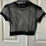 Avidlove Black Fishnet Mesh Crop Top Short Sleeve – Size M Size M Photo 0