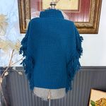 St. John  100% Wool Fringe Poncho with Functional Buttons ~ Size Large 🧡🍄 Photo 4