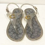 Coach  Silver Signature C NATALEE Jelly Thong Sandal Size 6B Women's NEW Photo 1