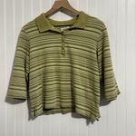 Classic Elements Vintage Y2K Striped Polo Shirt Top 3/4 Sleeve L 90s Preppy Photo 0