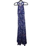 Abel the label Anthropologie  Floral Maxi Dress Blue Purple Boho Halter Neck Sz L Photo 2