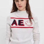 Aerie American Eagle AE Smiley Face Logo‎ Print Long Sleeve Knit Sweater Size M NEW Photo 0