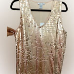 Joan Vass  Rose Gold Pink Sequin Sleeveless Tank Size 2 Large Photo 0