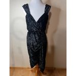 Saylor Black Farrah Velvet Animal Shimmer Sequins V-Neck Wrap Midi Dress MEDIUM Photo 1