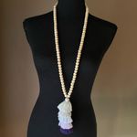Pastel Tassel With Wooden Beads Long Necklace Purple Photo 4