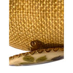 Vintage Ceramic Transferware Brooch Pin Green Black Flower Oval Gold Tone Estate White Photo 2