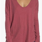 We The Free  by Free People Red Long Sleeve Tee | Scoop Neck Soft Knit Top | Size Photo 0