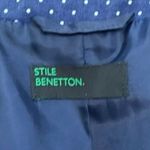 Benetton Womens Buttoned Polka Dot Blazer‎ Size 4 Blue Photo 1