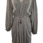 Old Navy  Black White Floral Print Long Sleeve Tassel Tie Waist Dress Photo 0