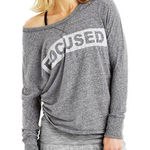 Lorna Jane  Focused Oversized Graphic Breeze Long Sleeve Top in Gray Size Medium Photo 0