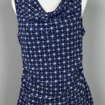 Cable & Gauge  Women's Geometric Blue Squares Blouse Top Sleeveless XL Photo 0