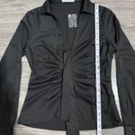 idem Ditto  Black Ruched Front Long Sleeve Collared Button Down Gothic Shirt M Photo 10
