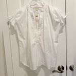 Anthropologie PILCRO  The Tatum Flutter Sleeve Henley Blouse White Poplin NWT Photo 4