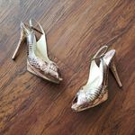 Jimmy Choo Vintage  Brown Snakeskin Feminine Party Twist Peeptoe Pumps Size 37.5 Photo 2