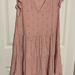 Womens Dusty Rose Pink Swiss Dot Tiered Babydoll Dress Ruffled Boho Large V Photo 0