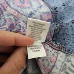 Emerald Blue & Magenta Geo Lace Trim Gauze Blouse Size Medium Photo 7