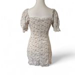 GIRLY RUFFLE LACE FLORAL MILK MADE RUCHED TIE UP DRESS SMALL. White Photo 4