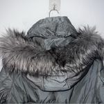 Calvin Klein  Green Faux Fur Hooded Puffer Jacket Medium Photo 4