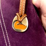Dooney & Bourke DOONEY BURKE Purple Suede Brown Leather Hobo Shoulder Bag w Dooney Duck HangTag Photo 14