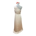 TFNC Bridesmaid satin one shoulder maxi dress with wrap skirt in champagne brown Tan Size 14P Photo 2