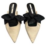 ZARA Black and Cream Mules with Bow Detail Photo 0