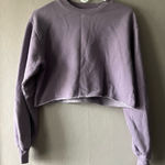 Aritzia Purple TNA Cozy Fleece Perfect Cropped Sweatshirt Size Small Photo 0