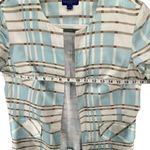 Pendleton  Blazer Jacket Womens 4 Blue Tan White Plaid Open Silk Blend Preppy Photo 5