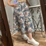 Vintage Vivaldi Jeanswear Floral Midi Length Denim Button up Skirt Green Size 6 Photo 1