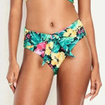 Old Navy  Tropical Floral High-Waisted Bikini Swim Bottoms SZ XS Photo 0