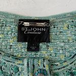 St. John Couture Green Teal Tweed Knit Jacket Blouse with Bows Size L Photo 1