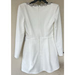 Nadine Merabi White Kimberly Embellished Rhinestone Long Sleeve Minidress US 8 Photo 7
