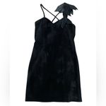 Pia Rucci Vintage Little Black Suede Leather Dress Sz S/M 12 Criss Cross Straps Photo 2