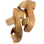 Woven Raffia Slide Sandals Two Strap Slip On Block Heel Shoes Tan Size 8 Photo 1