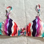Bar III Multi Waves Printed Strappy Bralette Bikini Swim Top Pink Purple size L Photo 2