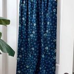 Harari Silk Floral Pants Bohemian Wide Leg Black Blue Medium Photo 0