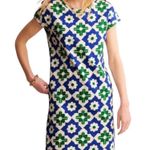 Boden Leah Green and Blue Geometric Pattern Jersey T Photo 0