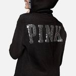 Victoria's Secret PINK Sherpa Bling Quarter Zip Hoodie, size XS Black Photo 1