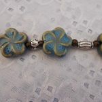 Handmade NEW!  Earthy Beaded Toggle Bracelet W Ceramic Flower Beads. 7.25” Photo 4