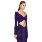 ALAÏA 3d Velvet Top in Ultraviolet 42 New Womens Cropped Knit Blouse Purple Size undefined Photo 3