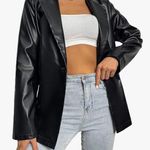 Faux Leather Blazer Black Size XS Photo 0