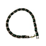 Emerald Green Rhinestone Tennis Bracelet Gold Tone Photo 3