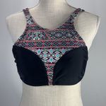 Trillium Halter Neck Black Geometric Tribal Print Swim Bikini Top Size Large Photo 2